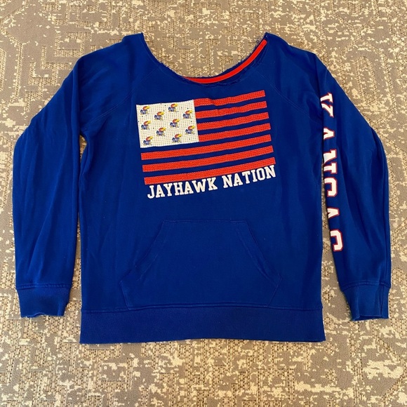Kansas Jayhawks Women’s E5 College Classic Sweatshirt Size XL Color Blue - Picture 1 of 6